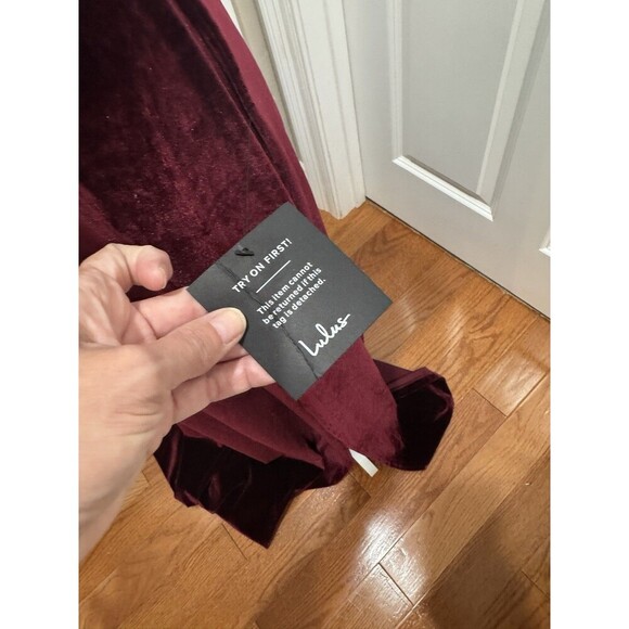 Lulu’s Dark Velvet Lace-Up Maxi Dress Large Homecoming Fairygoth *See Size Notes - Picture 5 of 9